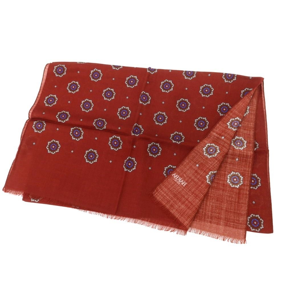 バルバ BARBA ウール ストール バーガンディxグレー メンズ