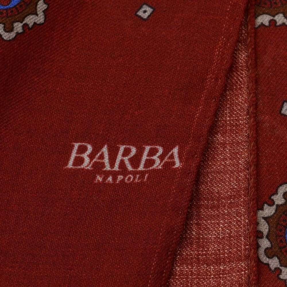  バルバ BARBA ウール ストール バーガンディxグレー メンズ バンダナ スカーフ 小物