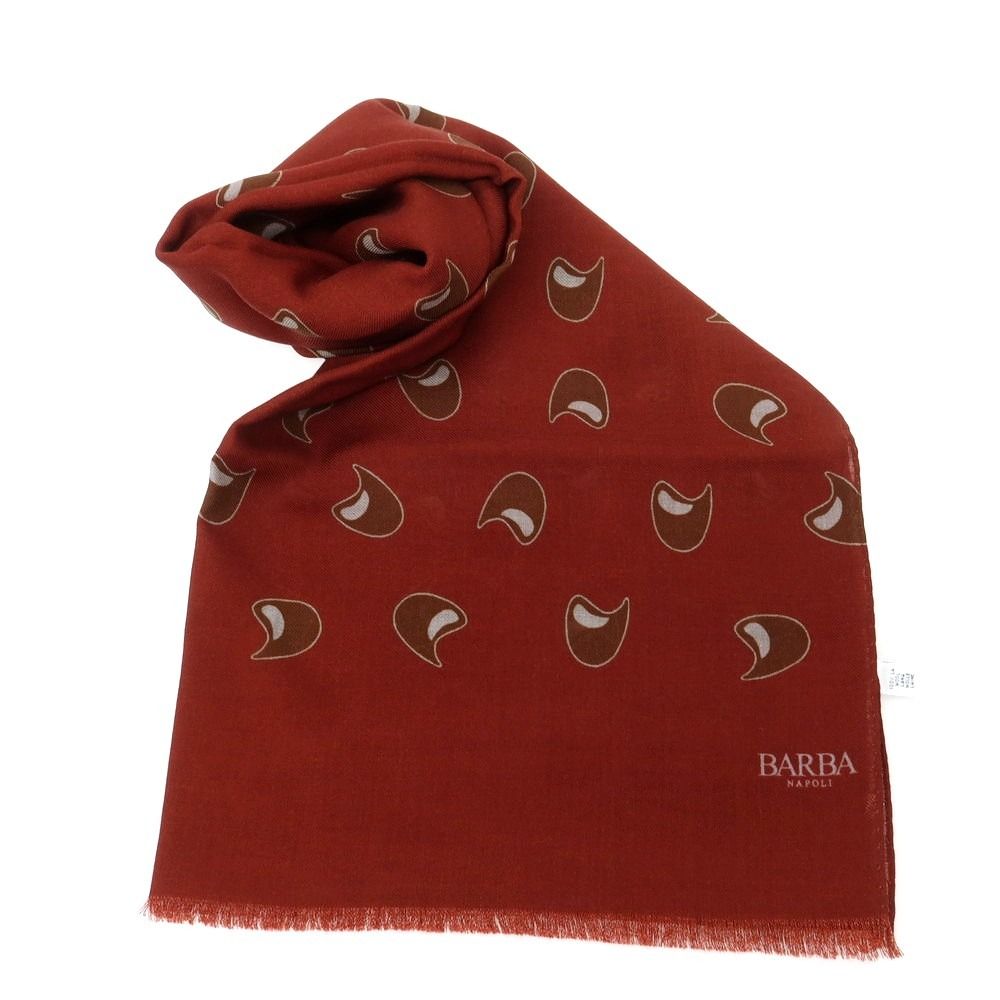  バルバ BARBA ウール ストール バーガンディxブラウン メンズ バンダナ スカーフ 小物