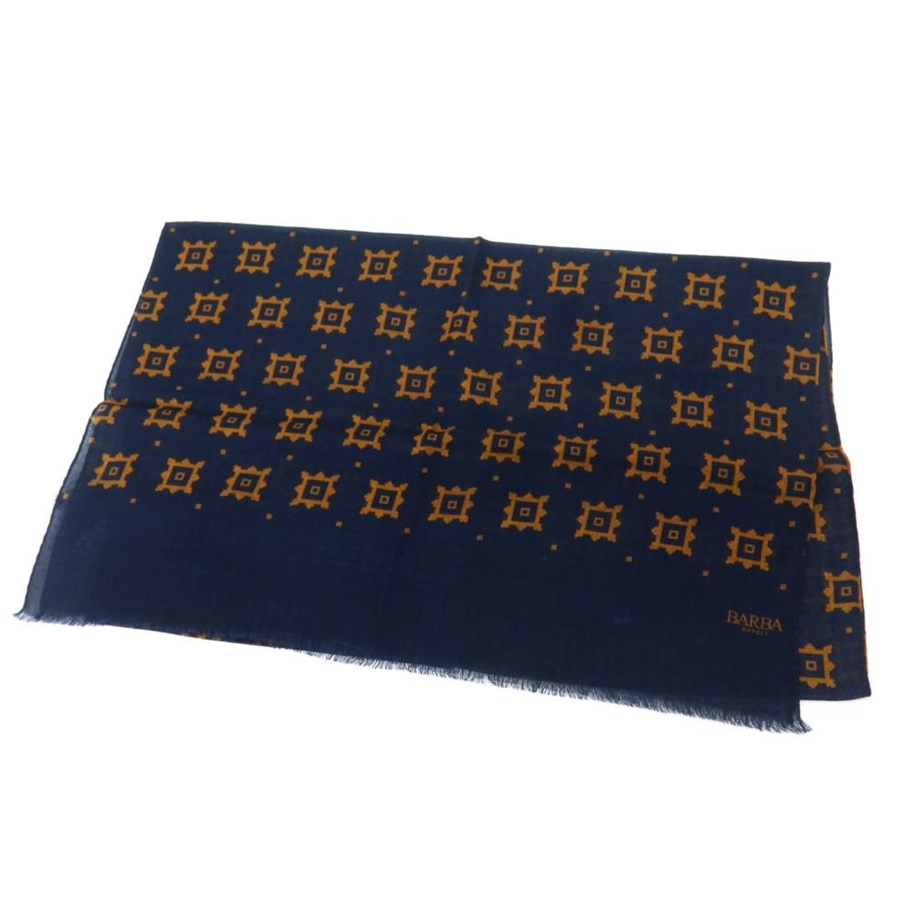 アウトレット バルバ BARBA ウール ストール ネイビーxライトブラウン メンズ