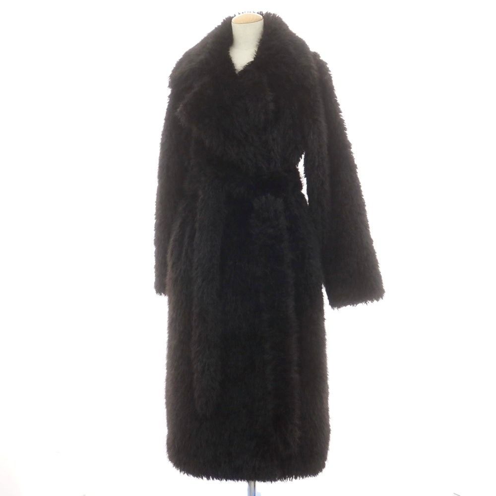 ジョン JOHN ポリエステルウール ファーロングコート ブラック サイズM レディース