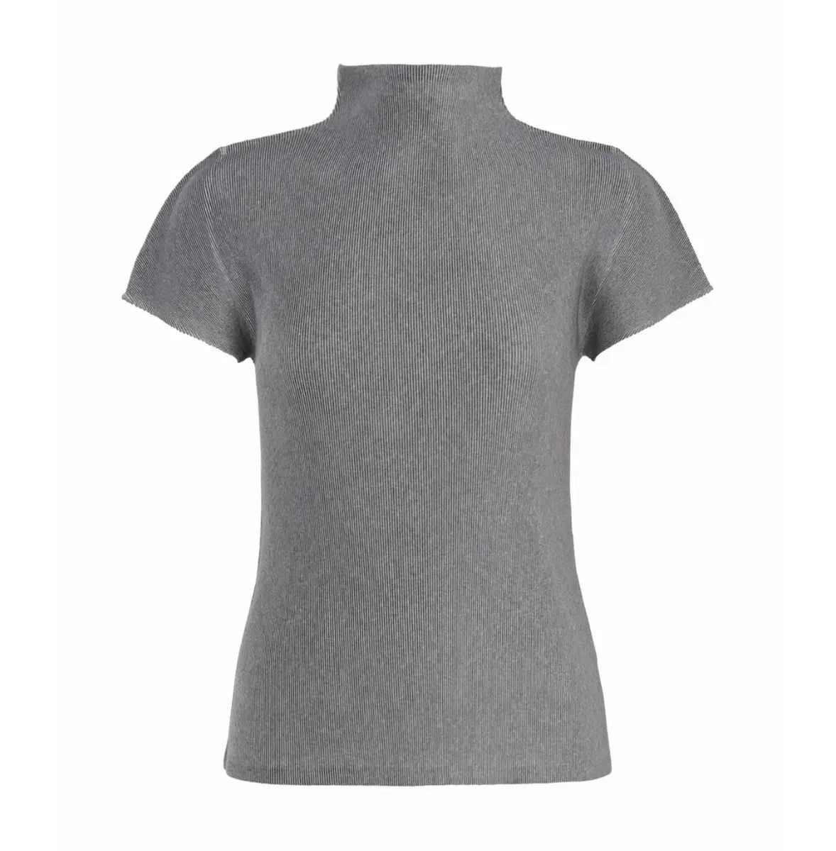 プリーツプリーズ ベーシック ミスト モックネック グレー