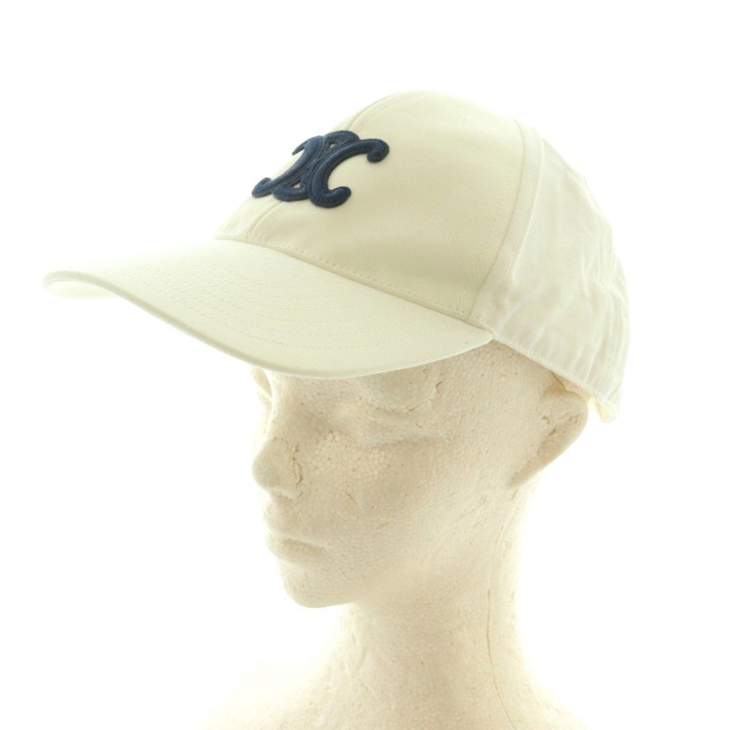 セリーヌ CELINE トリオンフ ベースボールキャップ 帽子 刺繍 S 白 ホワイト MI OS