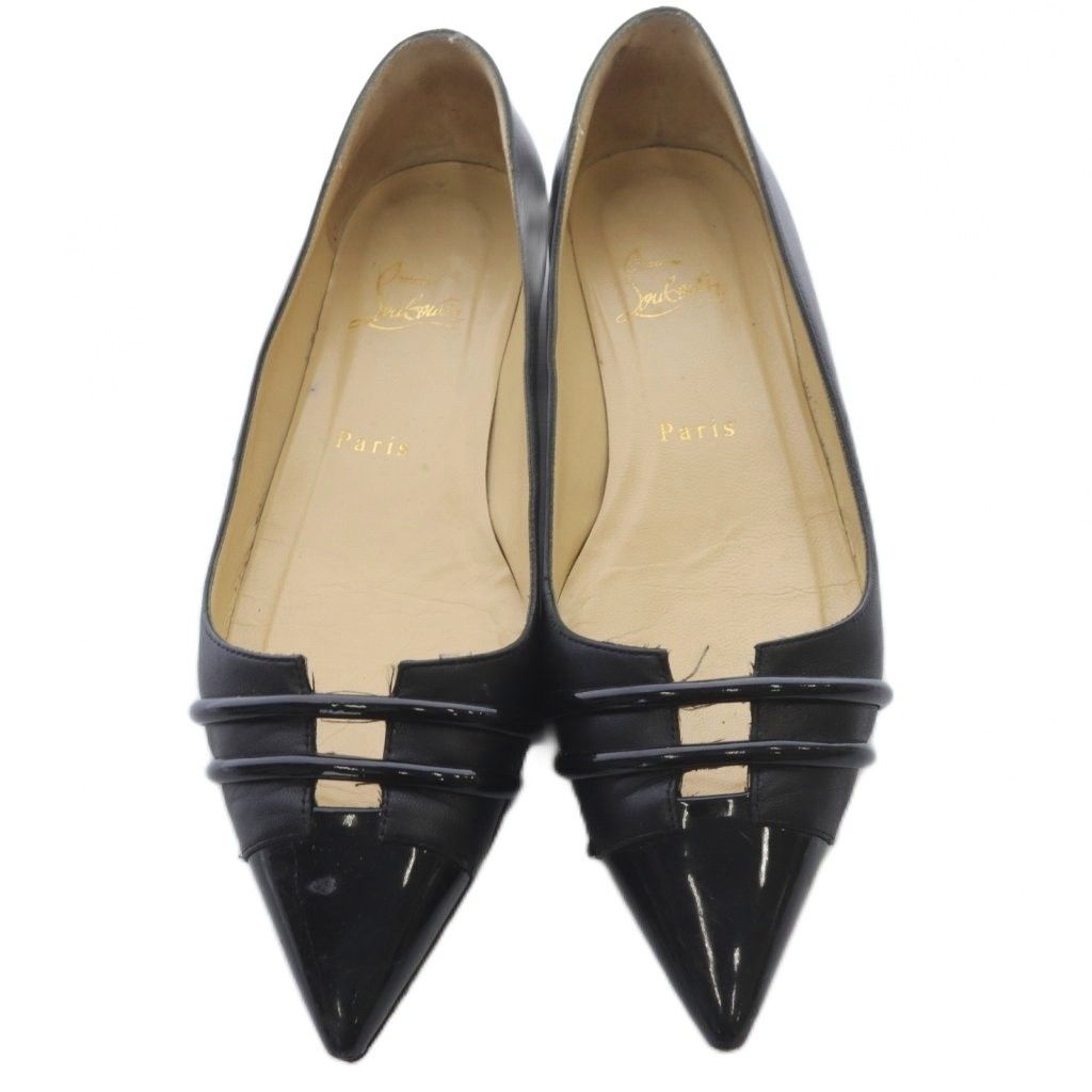  クリスチャンルブタン Christian louboutin ポインテッドトゥ フラットパンプス 37.5 黒 ハイヒール パンプス パンプス