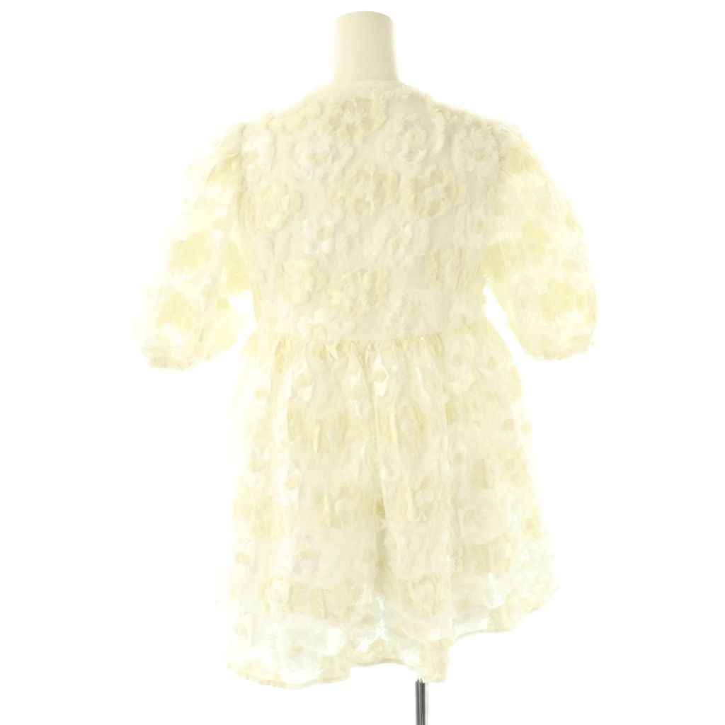 セブンテンバイミホカワヒト SEVEN TEN by MIHO KAWAHITO フローラルカシュクールトップス ブラウス 半袖 チュニック丈 M 白 ホワイト AT OS