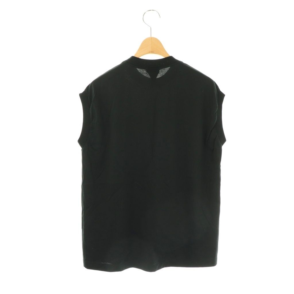 ブラミンク BLAMINK コットンクルーネック刺繍ノースリーブTシャツ カットソー F 黒 ブラック AT OS