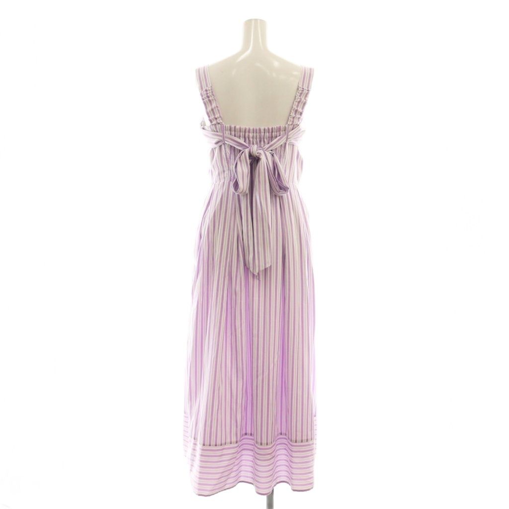 ハーリップトゥ Herlipto 24 SS バックリボンワンピース マキシ ロング ノースリーブ M 白 ホワイト 紫 パープル AT OS
