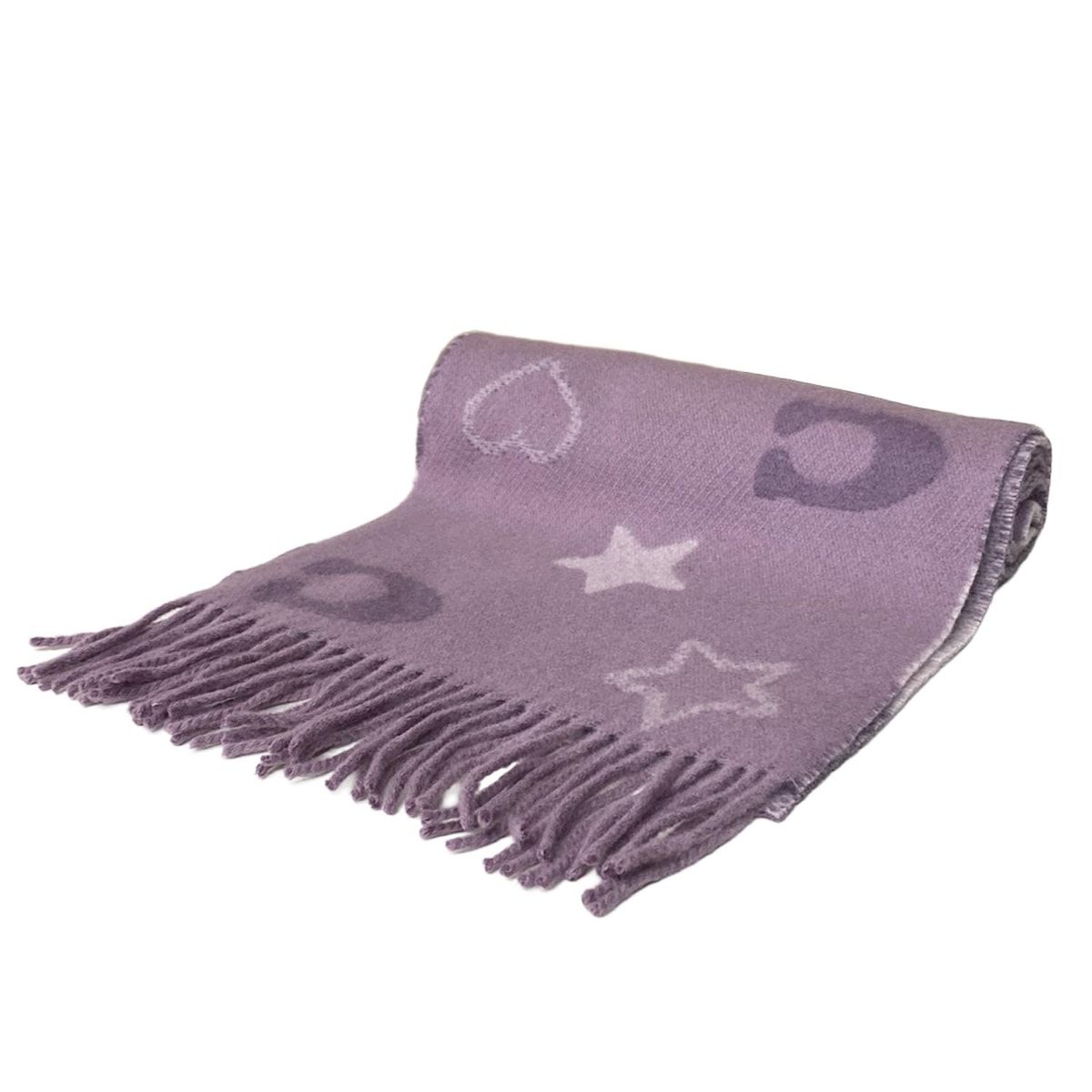 COACH コーチ マフラー スターズ アンド ハート プリント マフラー ピンク 星 スター ハート ウール