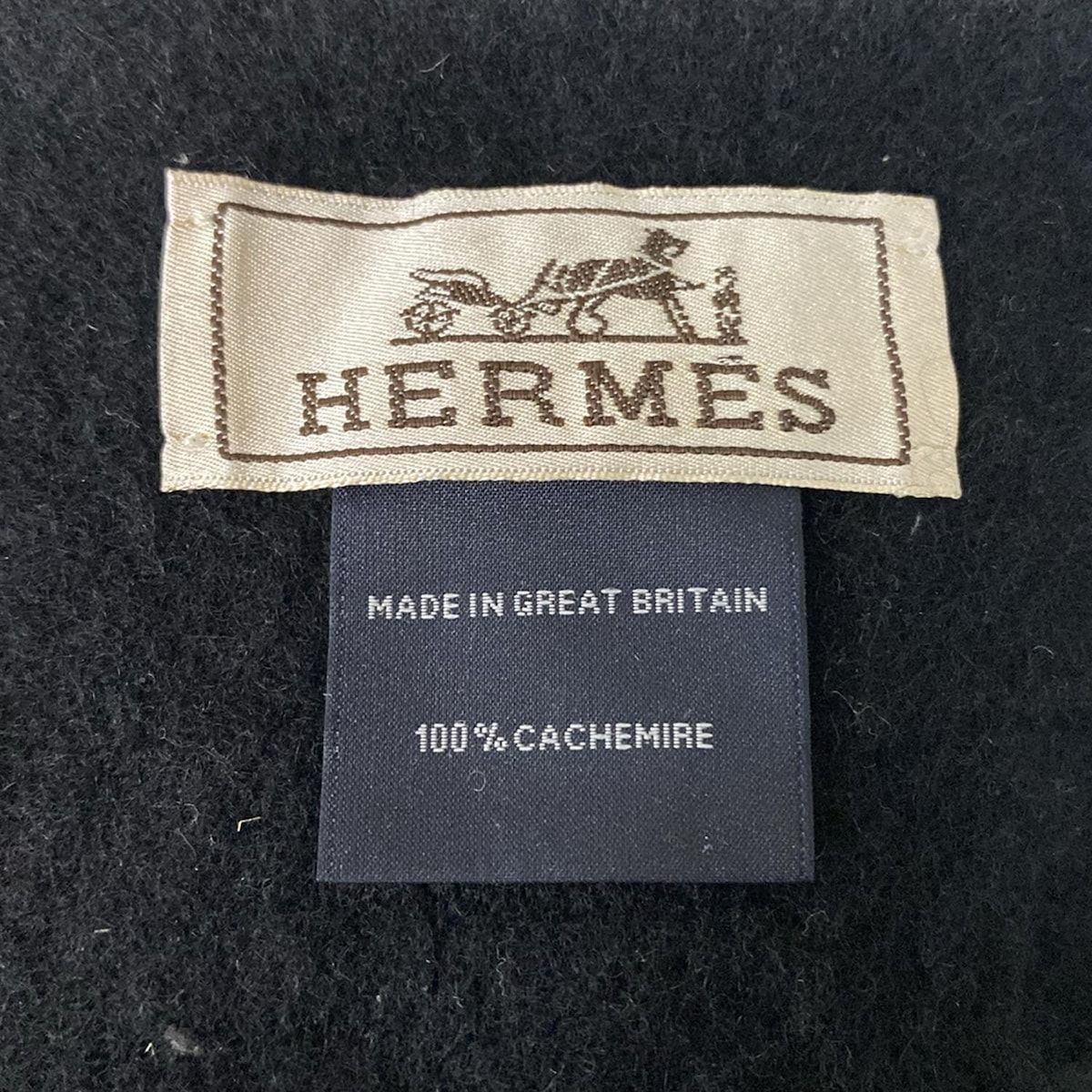 HERMES エルメス マフラー - 黒 カシミヤ