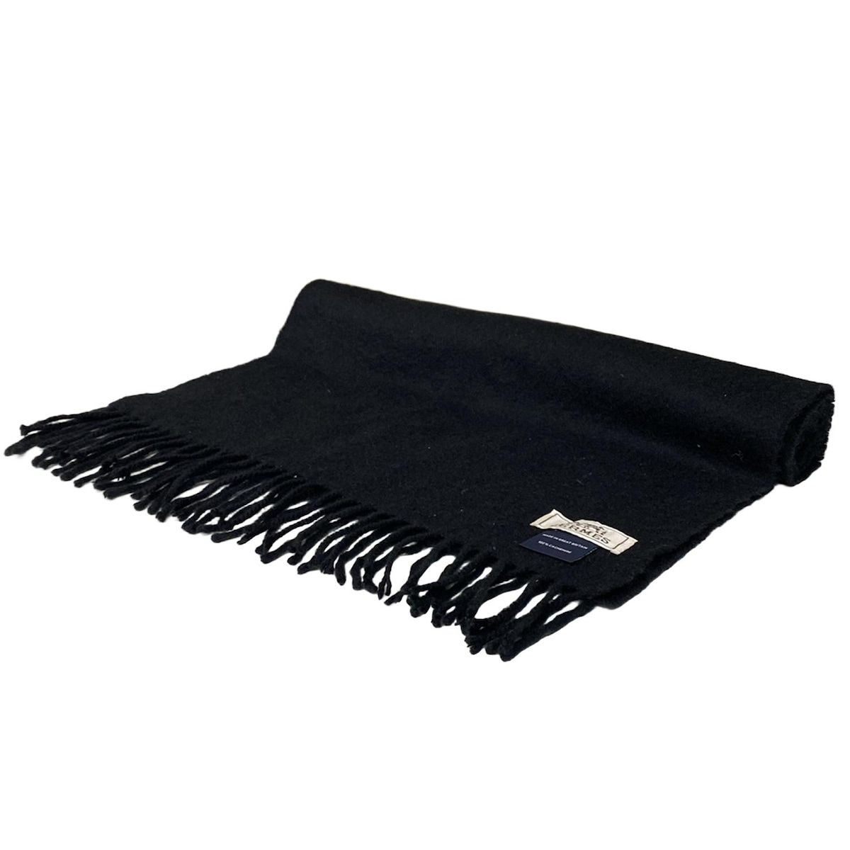 HERMES エルメス マフラー - 黒 カシミヤ