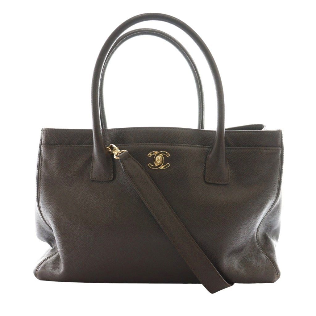 シャネル CHANEL エグゼクティブトート 10番台 キャビアスキン バッグ ココマーク 茶 ブラウン AQ OS OH