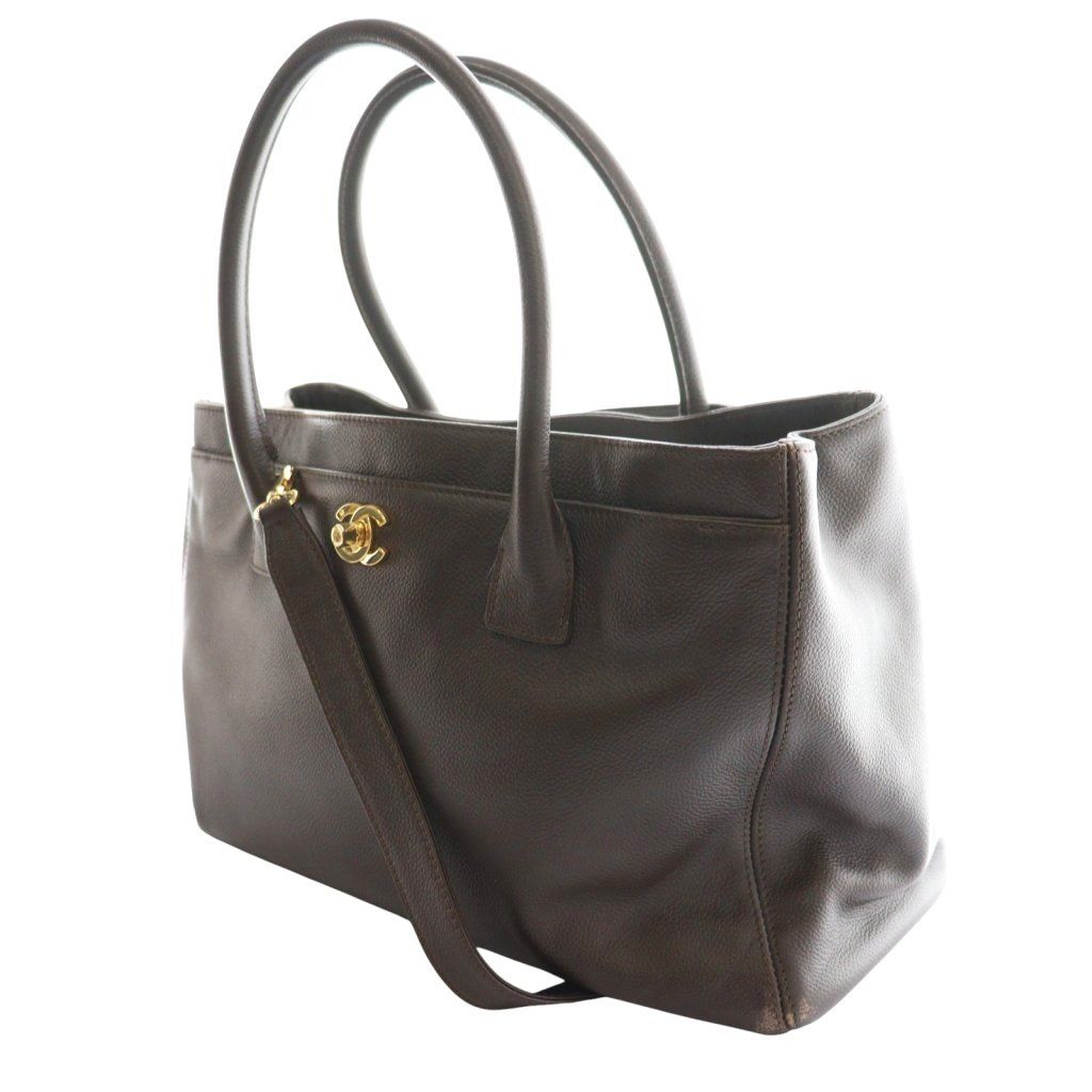 シャネル CHANEL エグゼクティブトート 10番台 キャビアスキン バッグ ココマーク 茶 ブラウン AQ OS OH