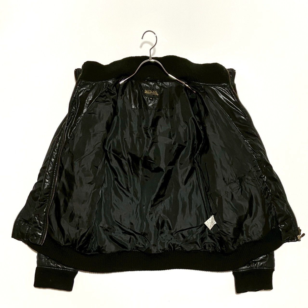 y2k 平成 お兄系 ギャル男 00s 光沢 ファーダウンジャケット ブラック