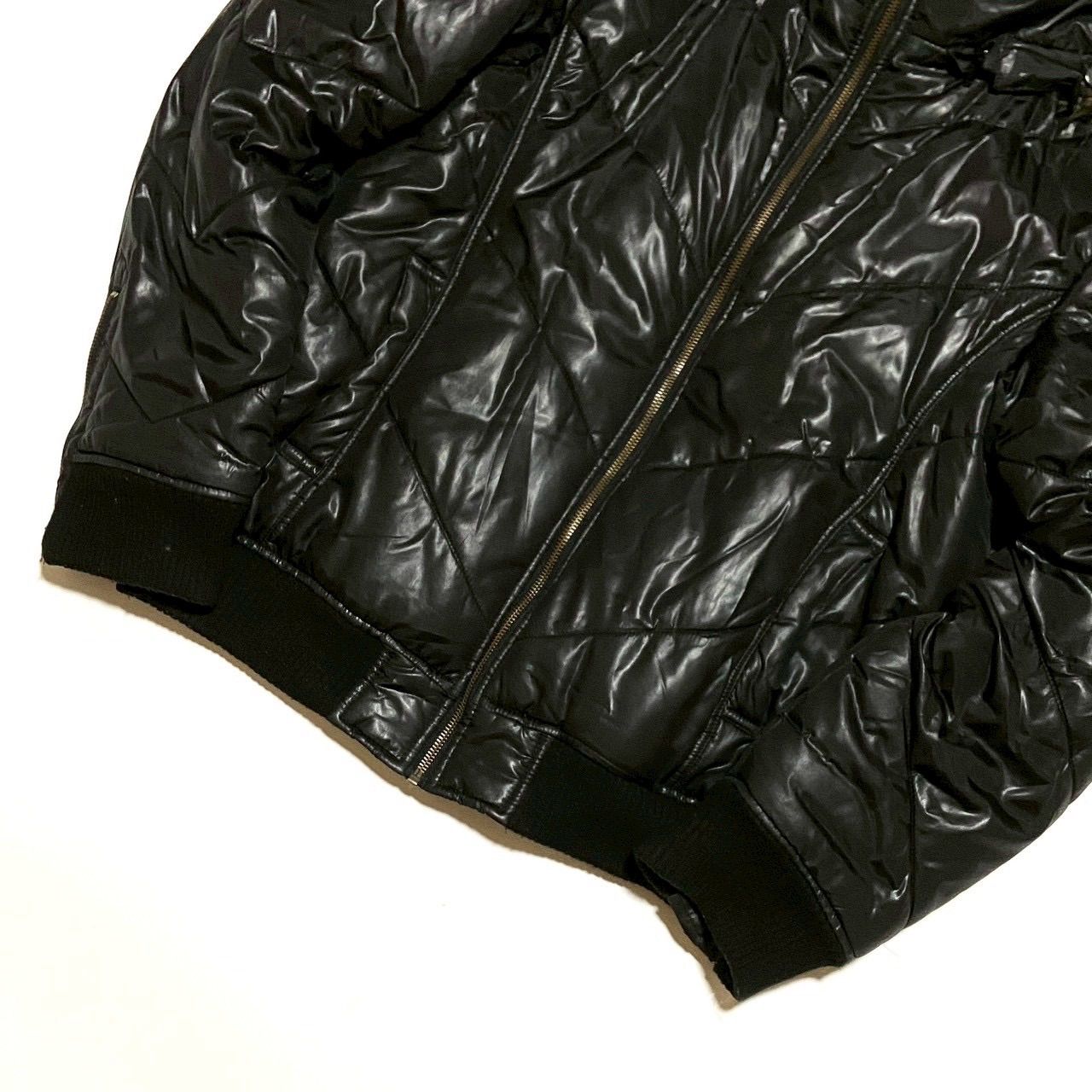 y2k 平成 お兄系 ギャル男 00s 光沢 ファーダウンジャケット ブラック