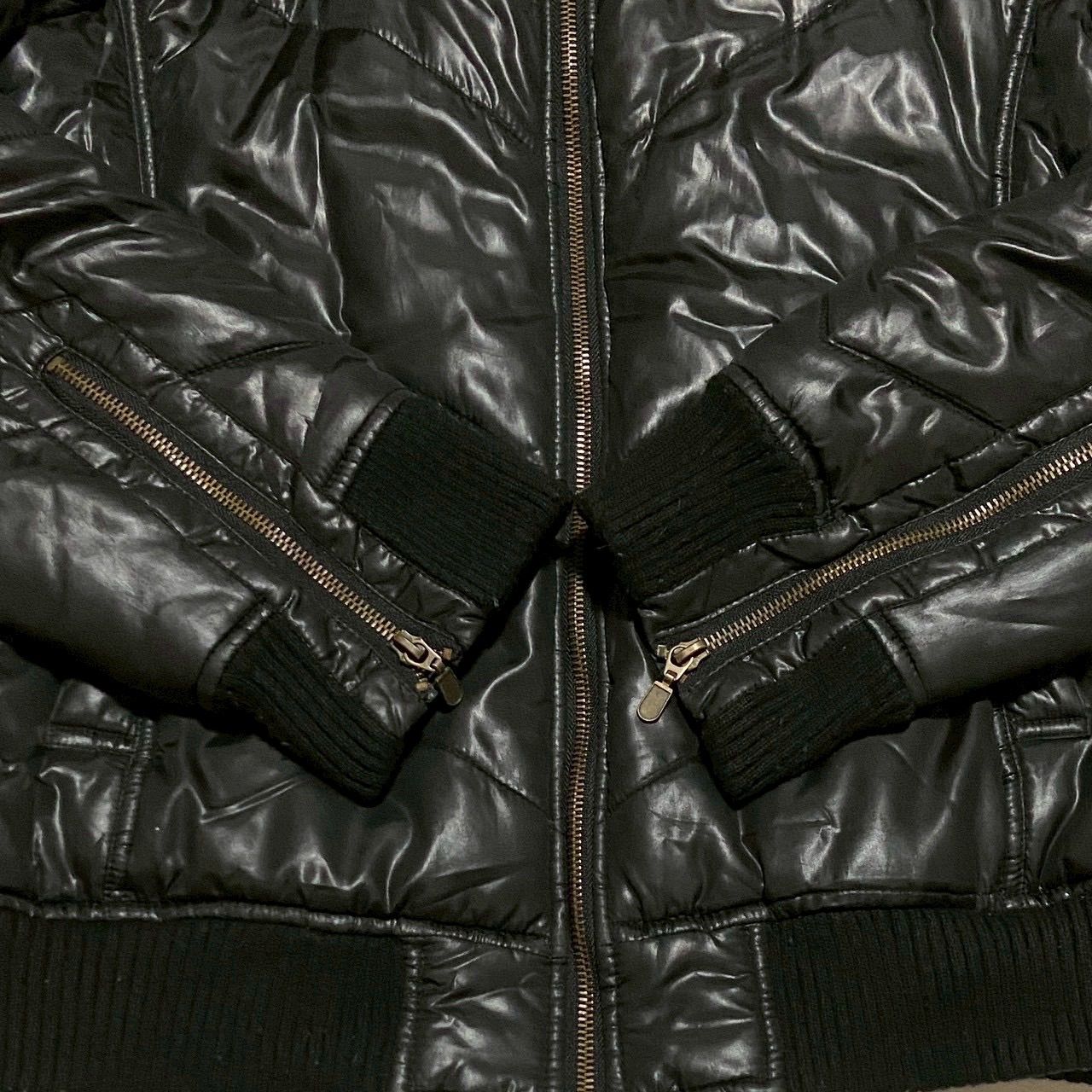 y2k 平成 お兄系 ギャル男 00s 光沢 ファーダウンジャケット ブラック