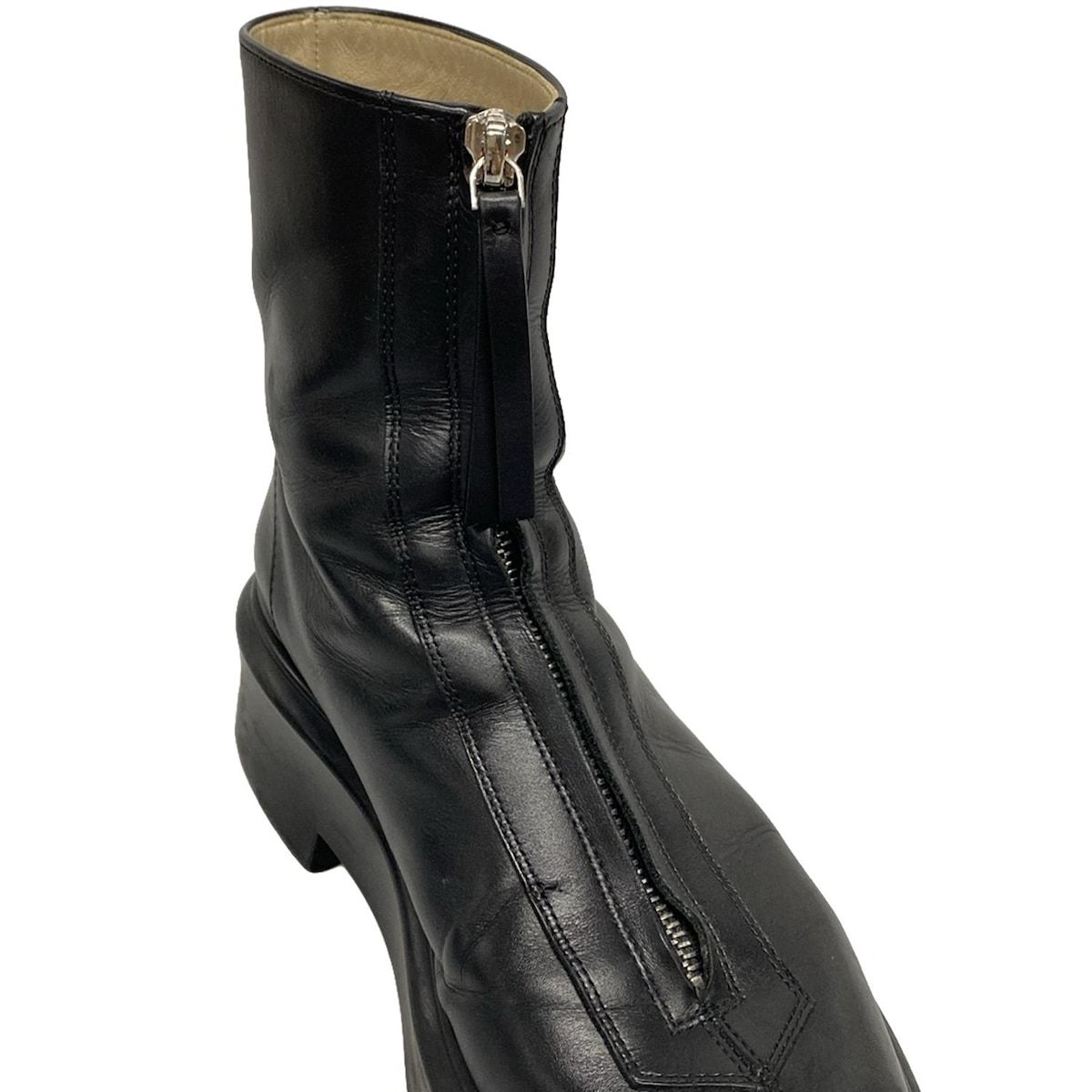  ザロウ ショートブーツ 38 レディース ジップドブーツ I 黒 フロントジップ クレープソール プラットフォーム レザー ブーティ ブーツ