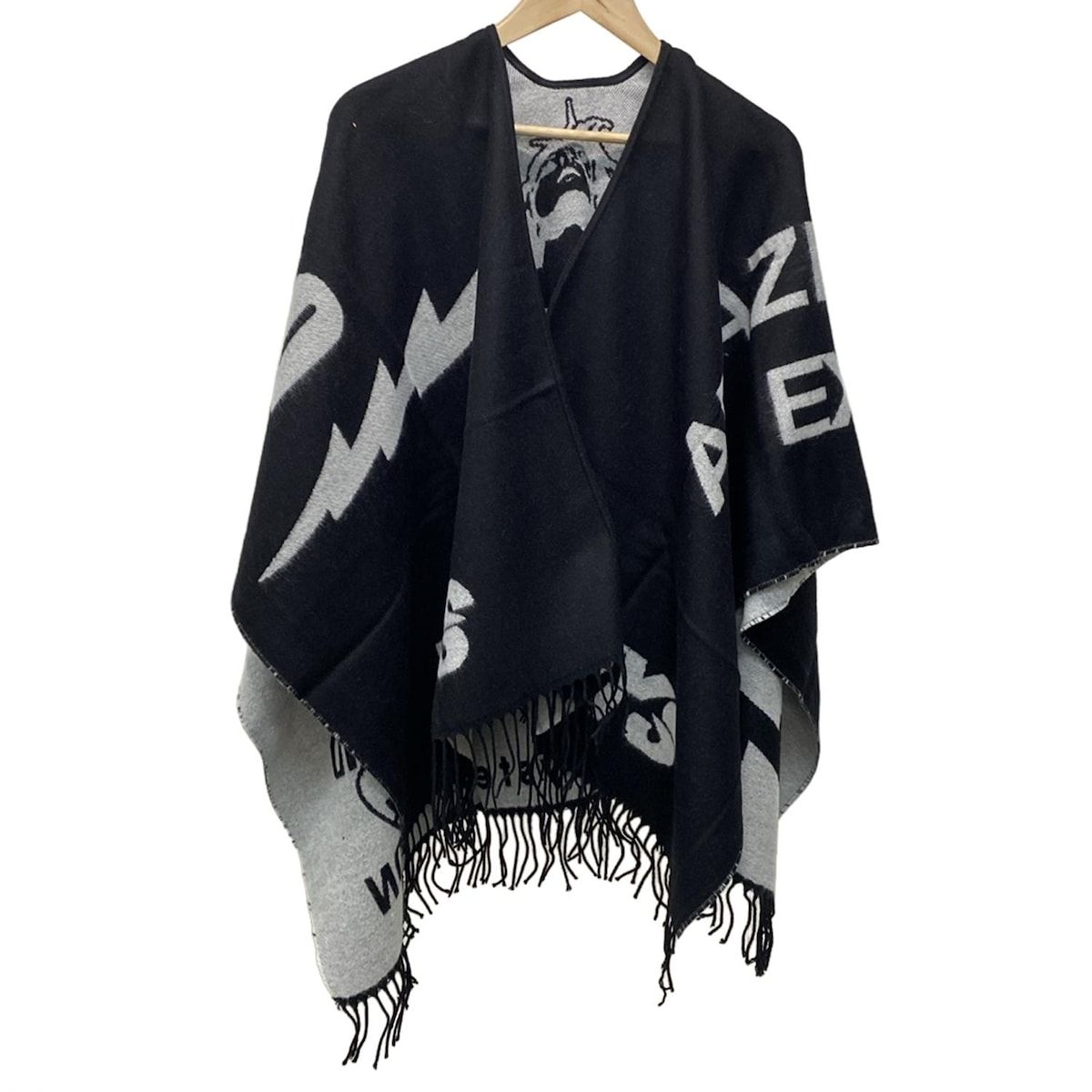 ヒステリックグラマー HI-FI SOUND SYSTEM ポンチョストール HYSTERIC GLAMOUR(ヒステリックグラマー) ストール(ショール) - 黒×白