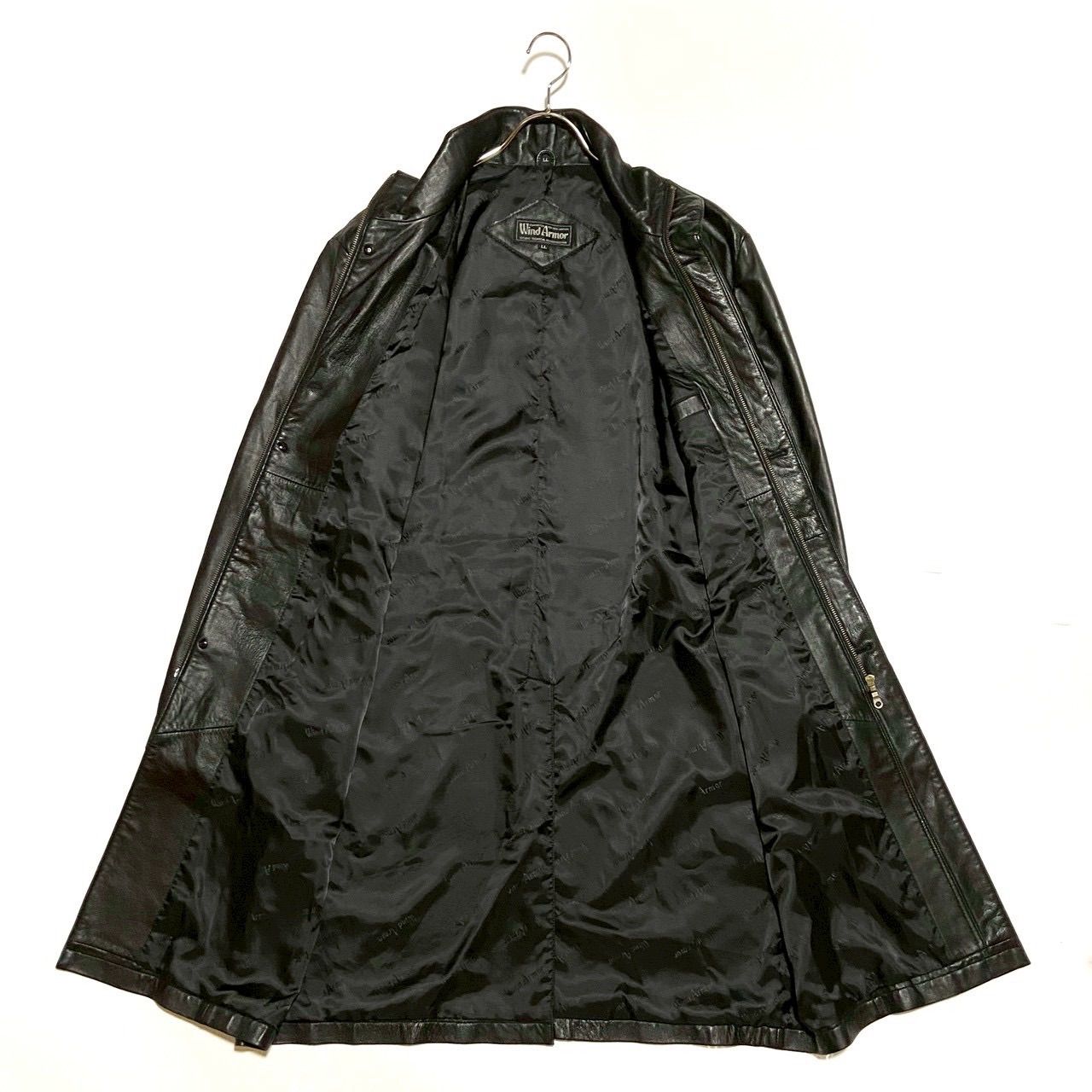 美品 Wind Armor ウインドアーマー レザーロングコート ラムレザー 羊