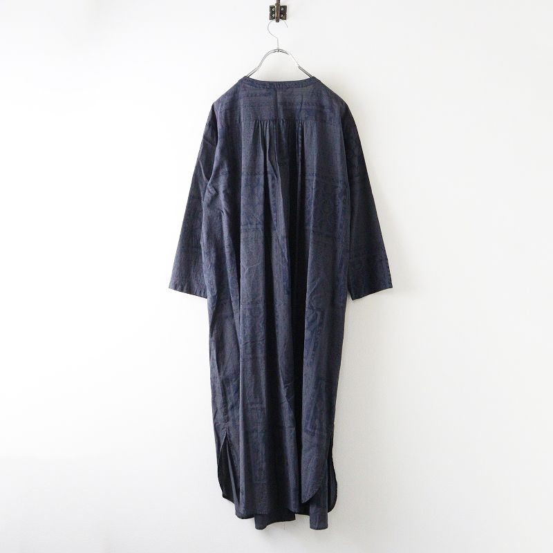 人気アイテム 定価42900円 2025SS パドカレ pas de calais ブロックプリントスクエア ワンピース 36|グレー系 2400014676495