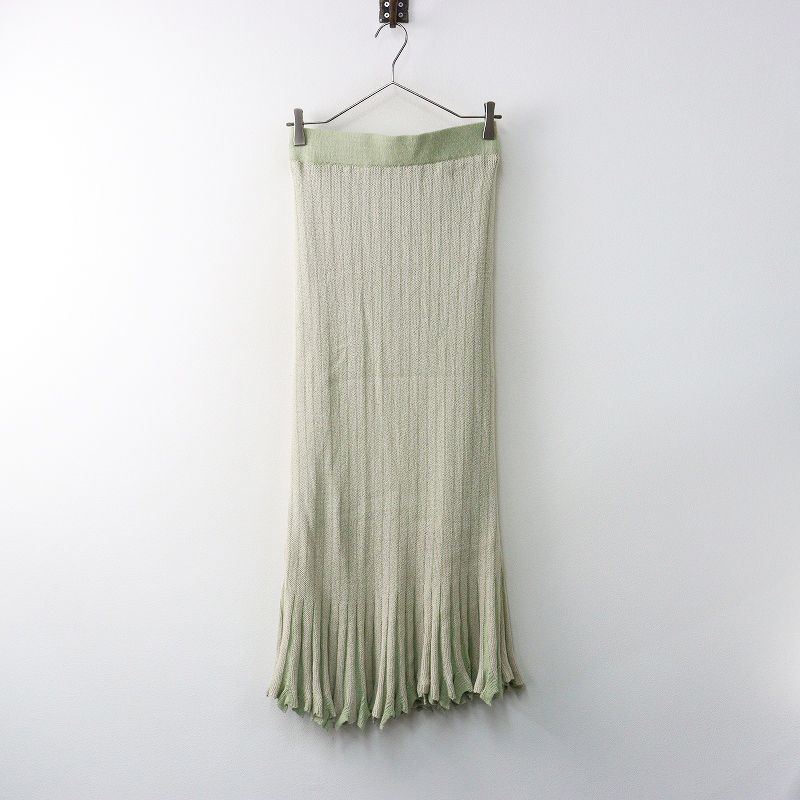 2025AW パラスパレス Pal las Palace イージー ニットスカート 0|ベージュ グリーン フ リブ ツートン 2400014673937