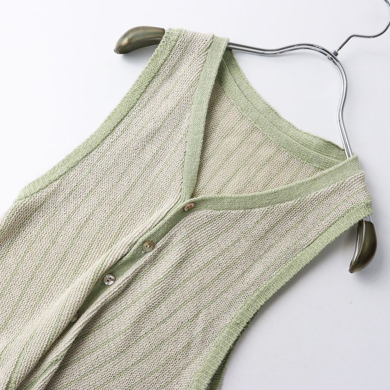 2025AW パラスパレス Pal las Palace ニット ベスト 0｜ベージュ グリーン ノースリーブ ツートン 2400014673944 OLIVEOS_COM_TR