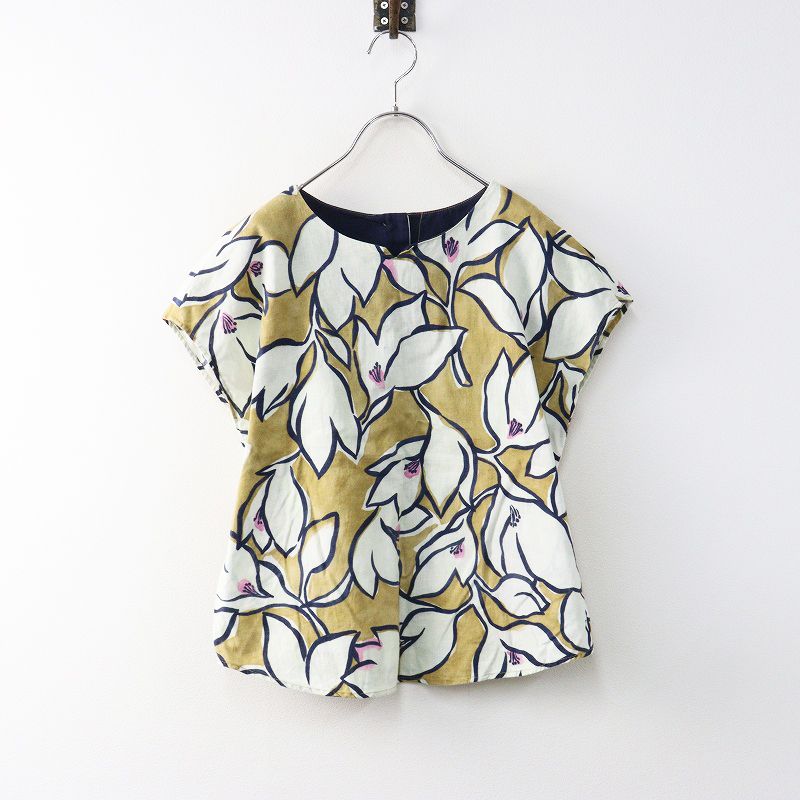 2025SS パラスパレス Pal las Palace コットンリネンシーチング白蝶草柄 スリットプルオーバーシャツ 2｜ベージュ 2400014673920