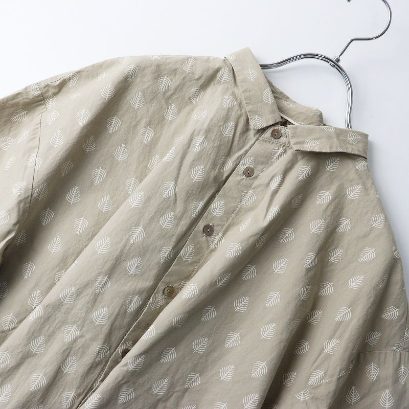 2025 SS パラスパレス Pal las Palace コットン リーフプリント 半袖 シャツ 0 ベージュ トップス ブラウス 前開き シャツ アンサンブル 