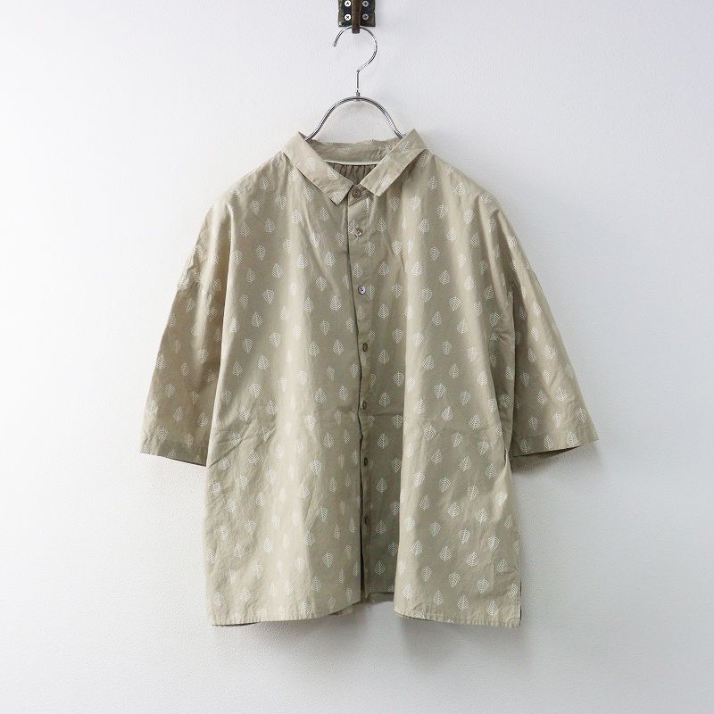 2025SS パラスパレス Pal las Palace コットン リーフプリント 半袖 シャツ 0｜ベージュ トップス ブラウス 前開き 2400014673890