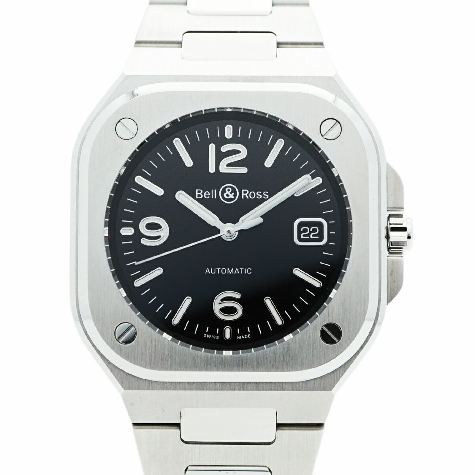 ベル-ロス ブラック スティール BR05A-BL-ST-SST 黒文字盤腕時計 メンズ
