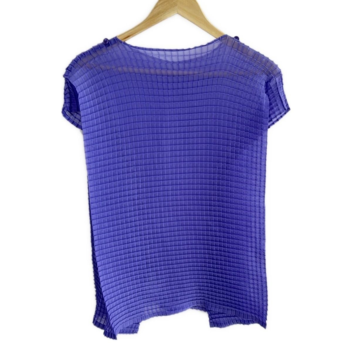 ISSEYMIYAKE イッセイミヤケ 半袖カットソー サイズ2 M レディース - ライトパープル クルーネック プリーツ シースルー