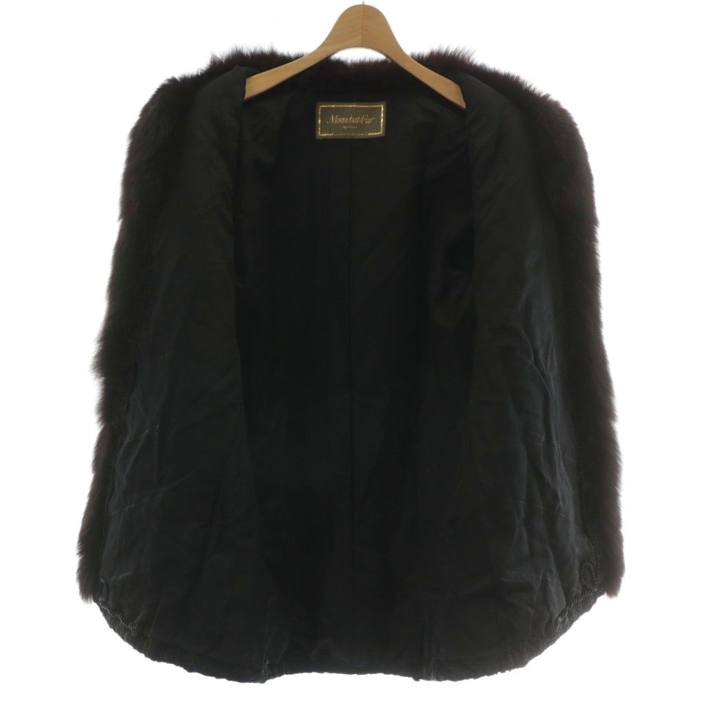 MOONBAT] 本革レザースエードコート フォックスファー襟 ブラック M