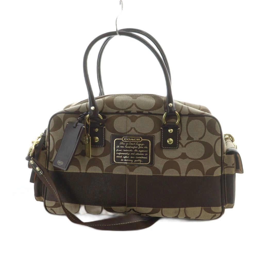 コーチ COACH 10392 ボストンバッグ ショルダー 2WAY キャンバス レザー ロゴ 茶 ブラウン GY18 MQ