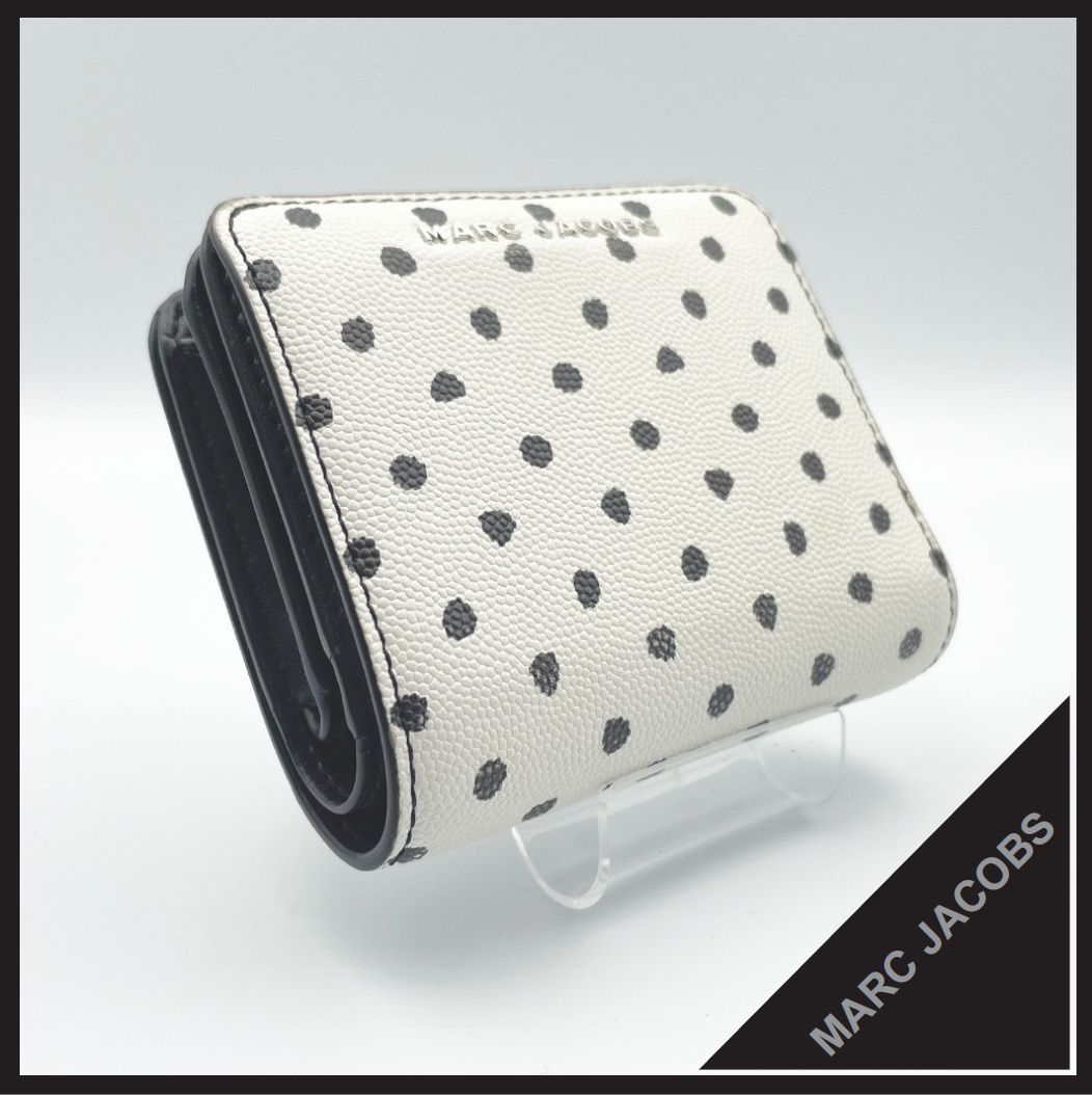 ✱MARC JACOBS マークジェイコブス ✱ 人気 ドット柄 ミニウォレット 二つ折り財布 白黒 サフィアーノレザー