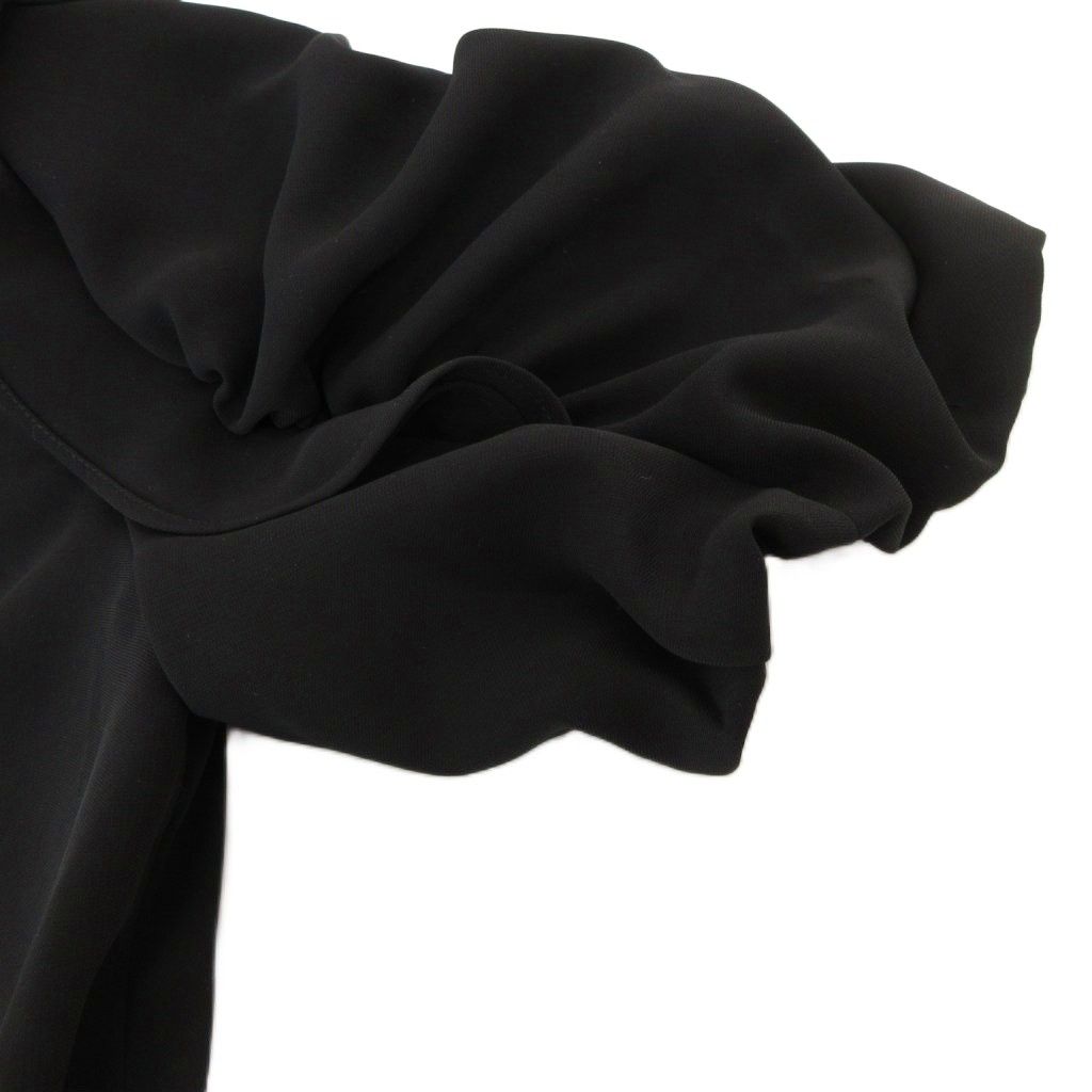  NEMIKA レリアン シャーリング フリルスリーブ チュニック ブラウス カットソー 1 黒 ブラック UO 半袖 シャツ ブラウス