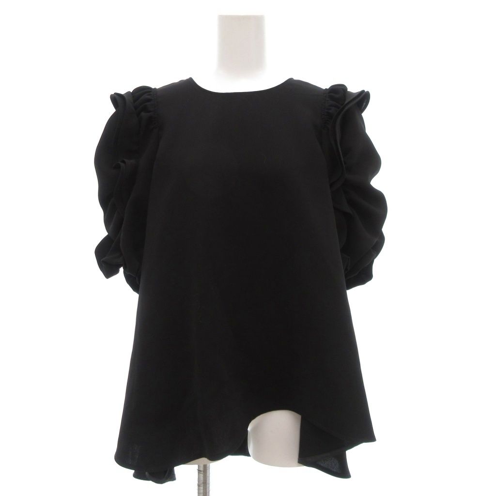NEMIKA レリアン シャーリング フリルスリーブ チュニック ブラウス カットソー 1 黒 ブラック UO