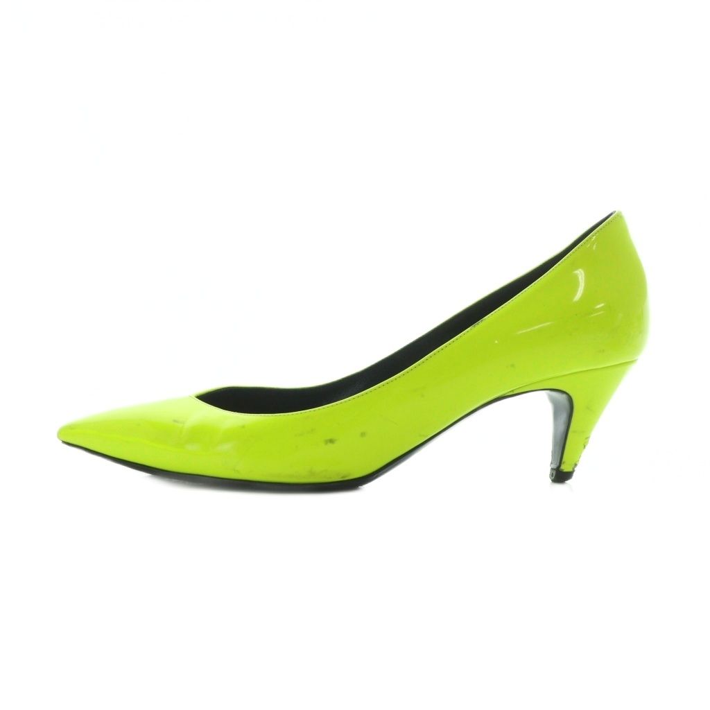 サンローラン パリ SAINT LAURENT PARIS パンプス ハイヒール ロゴ ポインテッドトゥ エナメル 37 23.5 cm 黄 イエロー GY 30 MQ