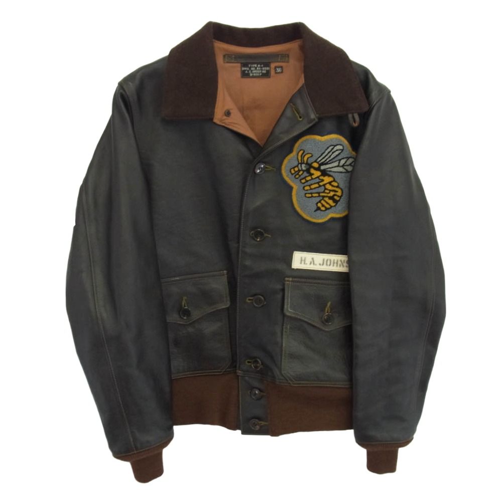TOY S McCOY トイズマッコイ TMJ0006 TYPE A-1 43rd PURSUTT SQUADRON パースーツ スコードロン ミリタリー レザー フライト ジャケット シリアルNOあり 36 ダークブラウン系 ブラウン系 36