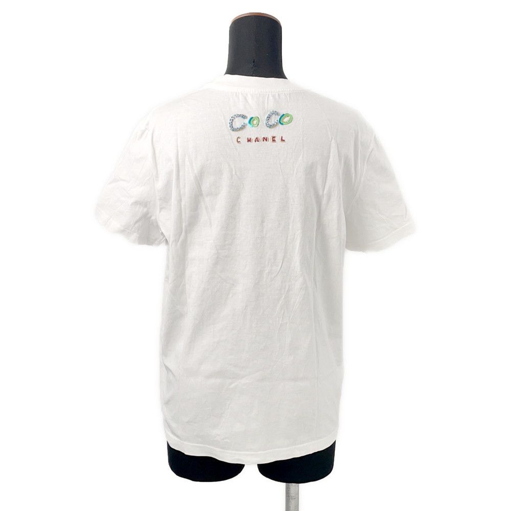 シャネル 半袖Tシャツ ファレル ウィリアムス ビーズ装飾 コットン レディースサイズS P61052 CHANEL アパレル 白