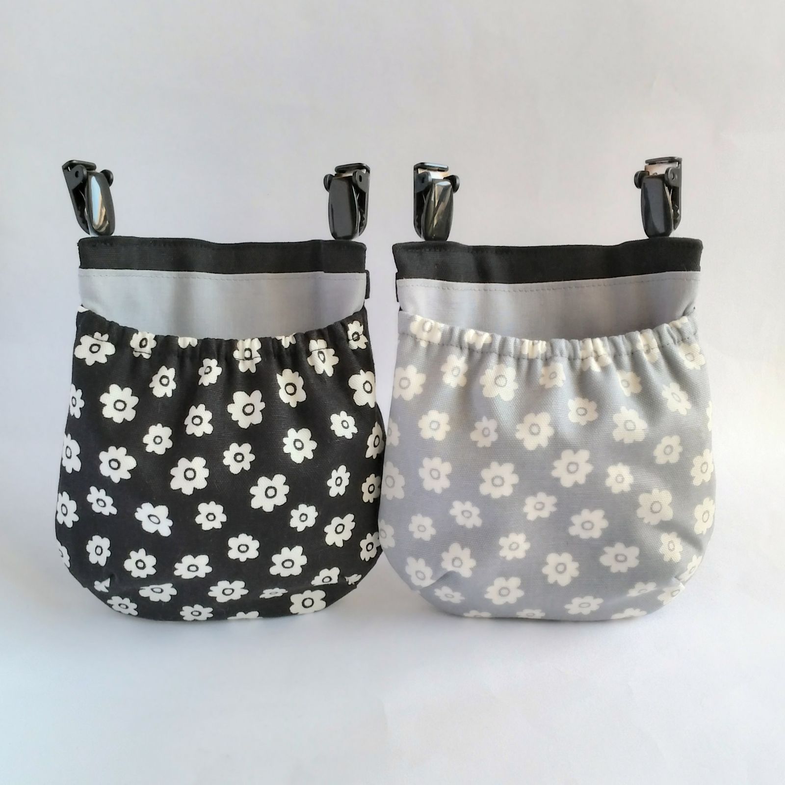 フタなし 移動ポケット お花 北欧風 黒、グレー 新作 - メルカリ