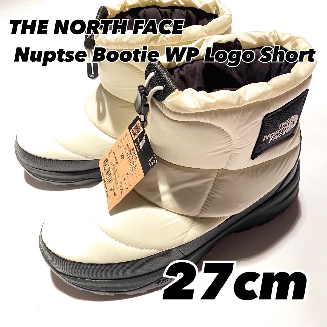 THE NORTH FACE Nuptse Bootie WP Logo Short GS ガーデニアホワイトxTNFブラック NF52280 27cm