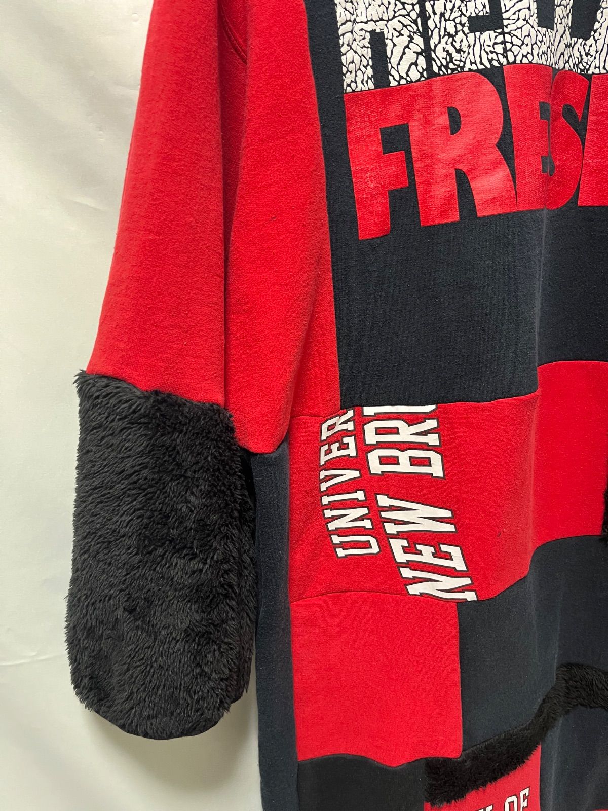 remakeーﾊﾟｯﾁﾜｰｸﾜﾝﾋﾟｰｽ 裏起毛ワンピース