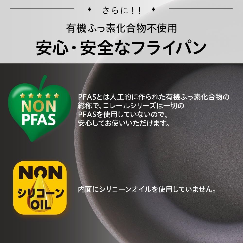ドウシシャ 10年 PAN WOX オーブン対応 食洗器対応 有害物質不使用 PFASフリー ガス火対応 IH対応 24㎝ 深型 フライパン CORELLE コレール WWW_OPDRERGINERDOGAN_COM