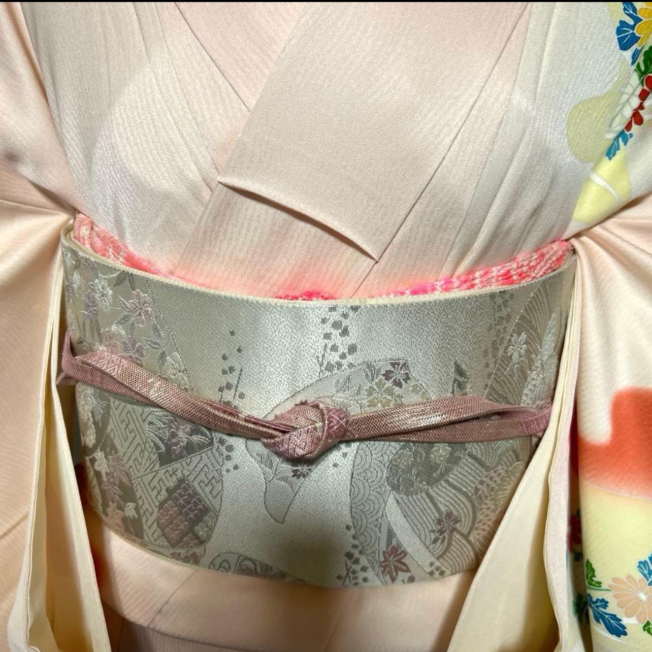 新品 美品 袷 正絹 友禅 訪問着 フルセット 西陣唐織プラチナ箔袋帯