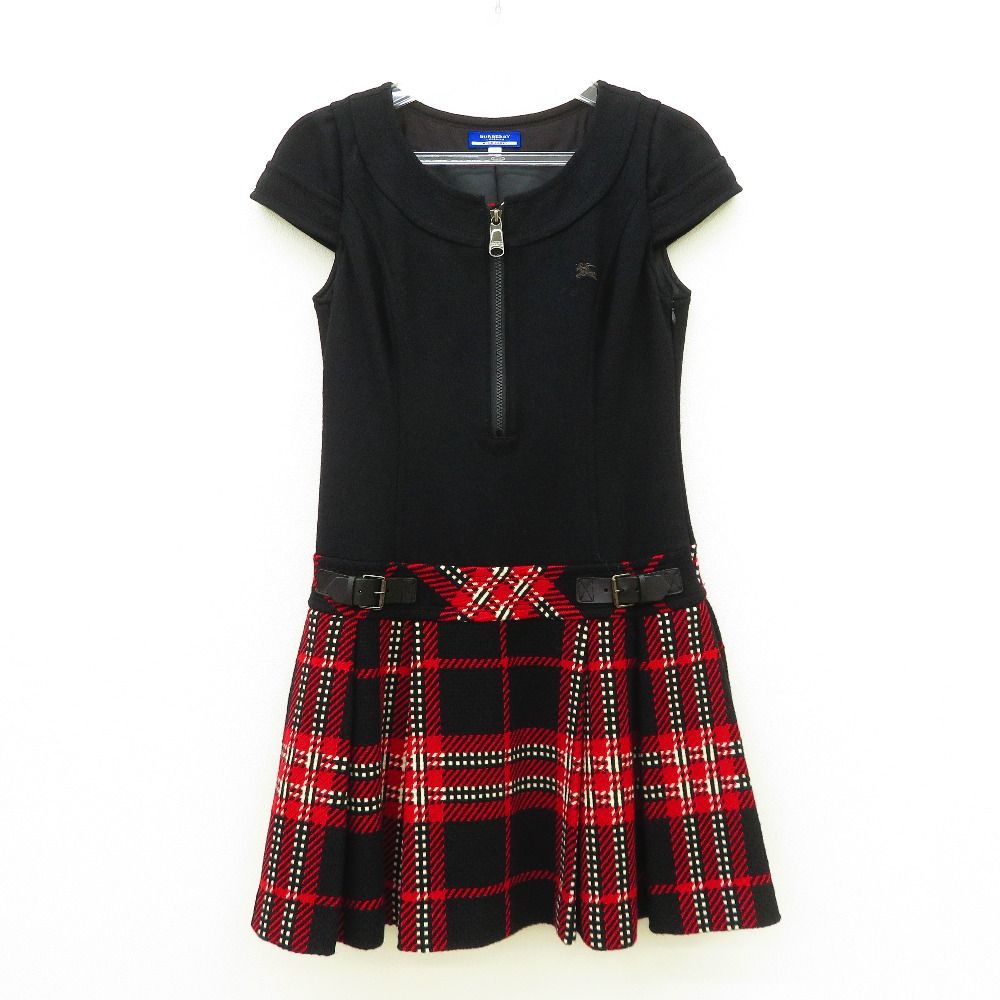 BURBERRY BLUE LABEL バーバリーブルーレーベル ワンピース BURBERRY BLUE LABEL ミニワンピース 38 ブラック×レッド FMF59-710-09