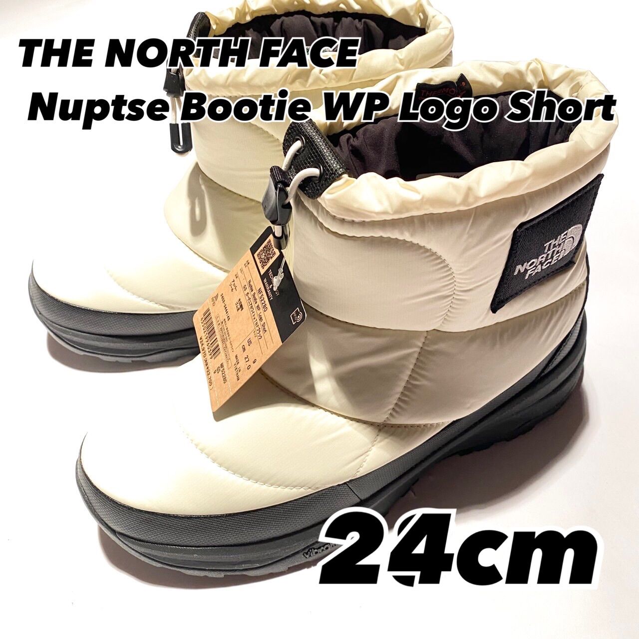 THE NORTH FACE Nuptse Bootie WP Logo Short GS ガーデニアホワイトxTNFブラック NF52280 24cm