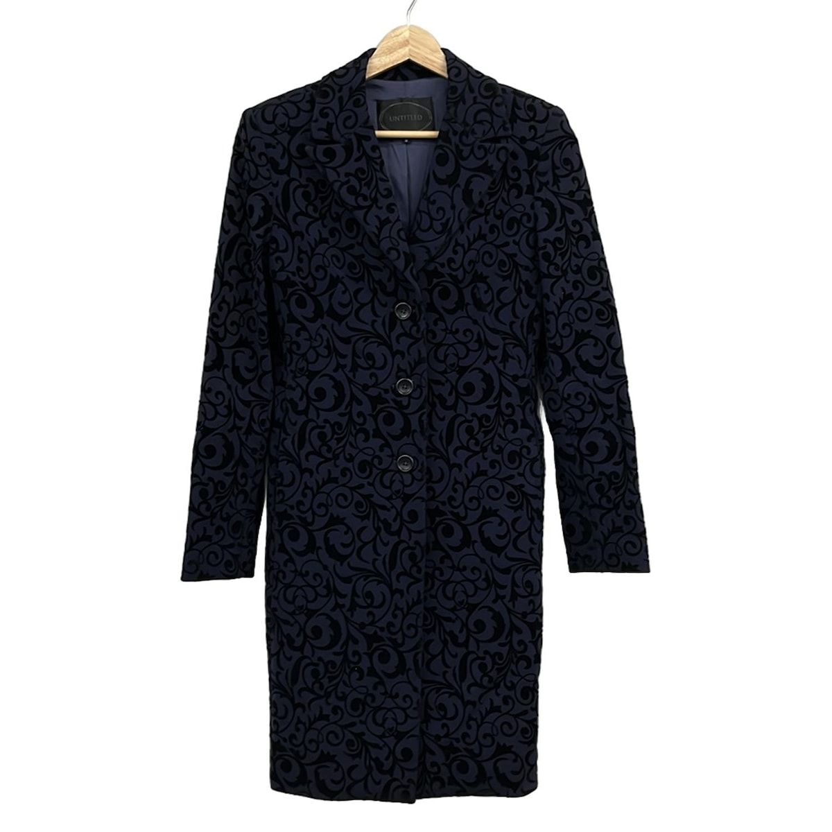 UNTITLED アンタイトル コート サイズ9 M レディース - ダークネイビー×黒 長袖 ベロア 春 秋