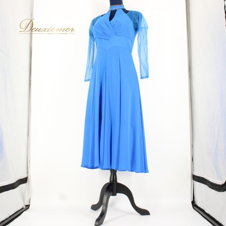 【社交ダンス衣装】ワンピース ドレス leirena 準正装 青 ブルー レース 社交ダンス衣装】ワンピース ドレス leirena 準正装 青 ブルー レース