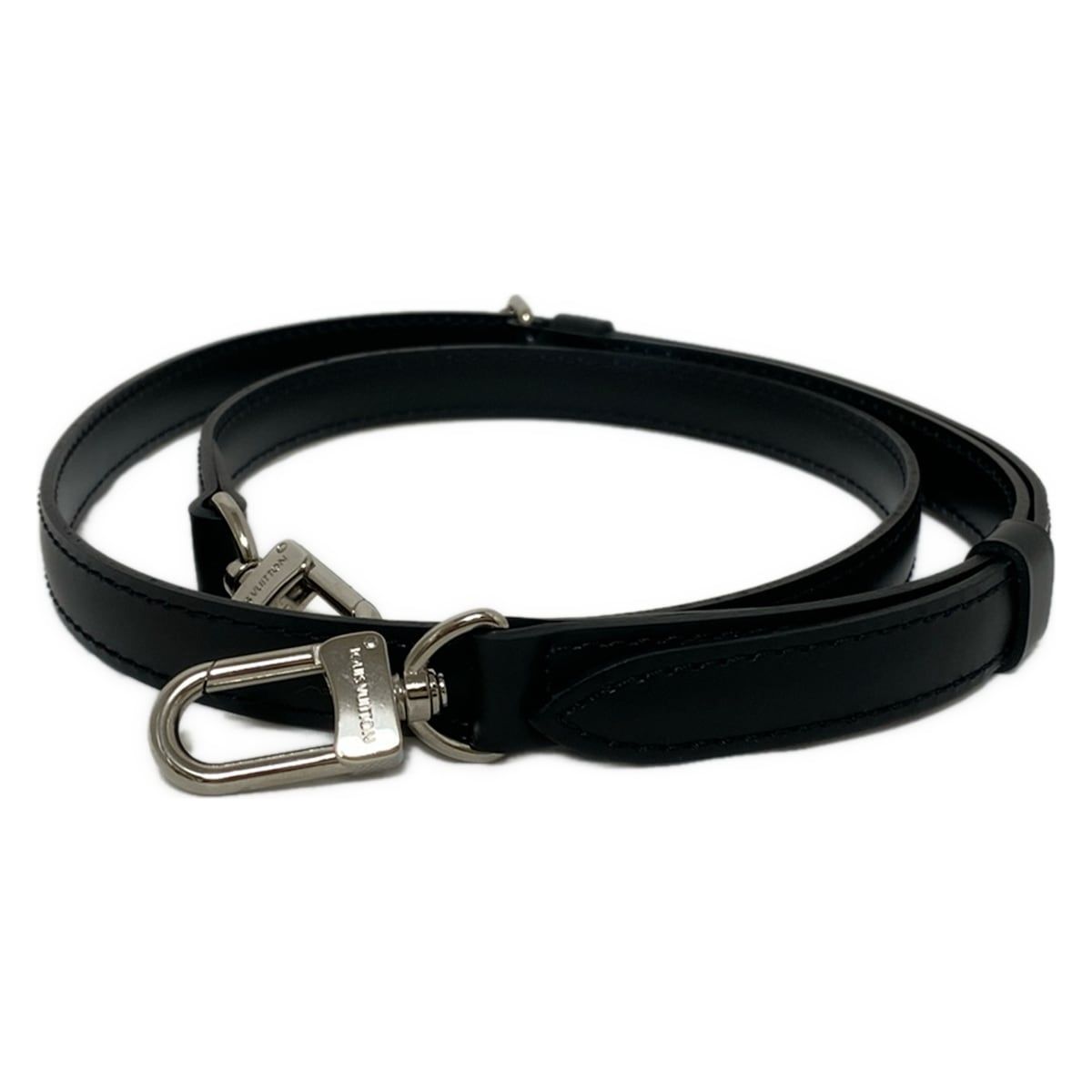 LOUIS VUITTON ルイヴィトン ショルダーストラップ - 黒×シルバー レザー