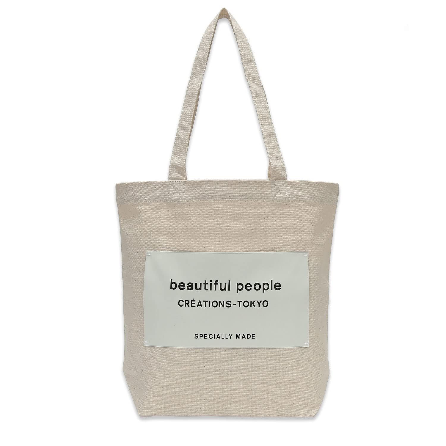 Beautiful People ビューティフルピープル直営店 ネームトート タグ ロゴ トートバッグ SDGs エクリュ