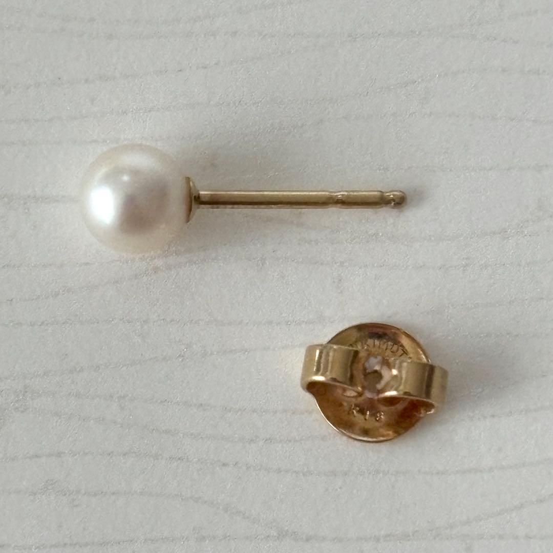 118【ミキモト】K18 パール 約5.2mm ピアス 片方のみ - メルカリ